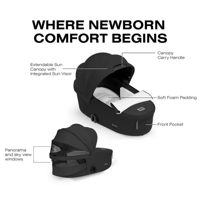 Cybex Priam Fold Lux Carry Cot, Sepia Black Image 4
