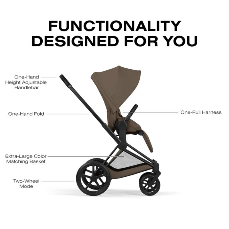 Cybex Priam Stroller Matte Black Frame/Coconut Brown Lux Seat Image 6
