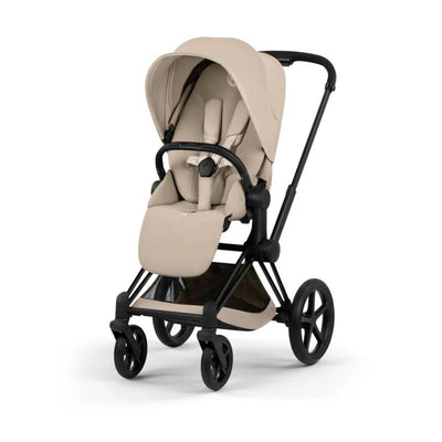 Cybex Priam Stroller Matte Black Frame/Cozy Beige Lux Seat Image 1