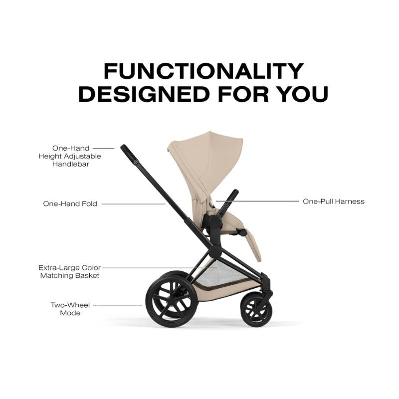 cybex priam two wheel mode Priam Comfort Stroller Matte Black Frame/Cozy Beige
