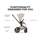 Cybex Priam Stroller Matte Black Frame/Cozy Beige Lux Seat Image 6