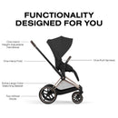 Cybex Priam Stroller Rose Gold Frame/Sepia Black Lux Seat Image 6