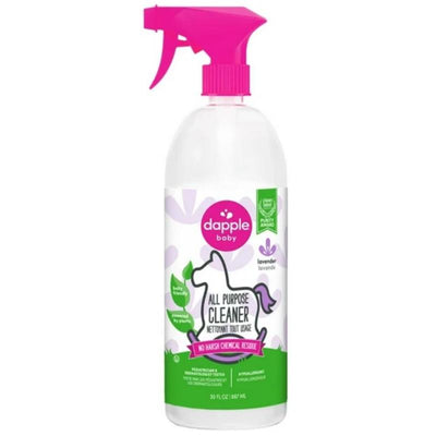 Dapple All Purpose Cleaner Spray in Lavender scent, 30 oz, featuring a pink trigger and baby-friendly label.