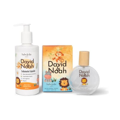 Body wash and perfume bundle by Baby Jolie for children, featuring a liquid soap bottle and a perfume bottle with playful animal designs.