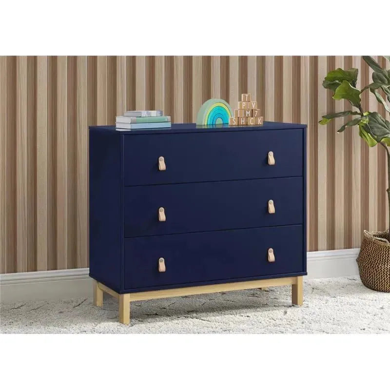 babyGap Legacy 3 Drawer Dresser with Leather Pulls - Navy with Natural babyGap Legacy 3 Drawer Dresser with Leather Pulls - Navy with Natural