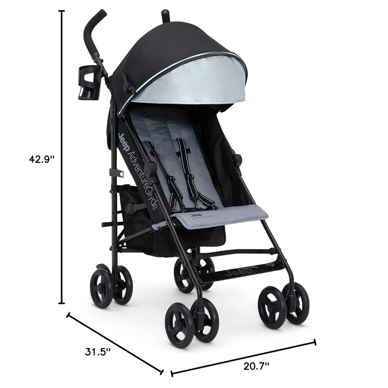 summer infant 3d lite folded dimensions Jeep AdventureGlyde Stroller by Delta Children (Black/Grey)