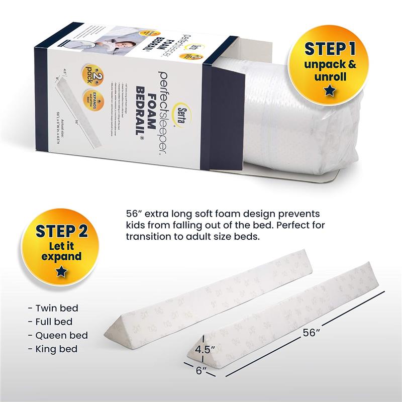 Delta - Perfect Sleeper Extra Long Foam Bedrail Bumper - 2Pk, White Image 5