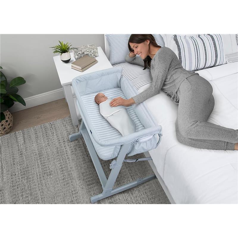 Delta - Whisper Bedside Bassinet, Grey Stripes  Image 11