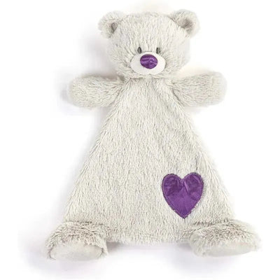 DEMDACO - Birthstone Amethyst and Grey, Stuffed Animal Blankie Bear February Image 1