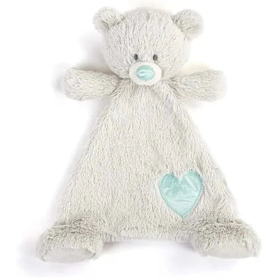 DEMDACO - Birthstone Color Aquamarine and Grey, Stuffed Animal Blankie Bear March Image 1