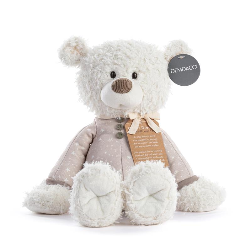 Demdaco - Nighty Night Soft Polyester Stuffed Animal Plush Pajama Bear, Brown and White, Sweet Dreams Image 5