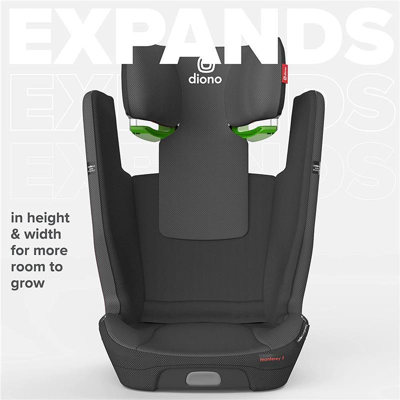 Diono - Monterey 5iST FixSafe Rigid Latch High Back Booster Car Seat, Gray Slate Image 7