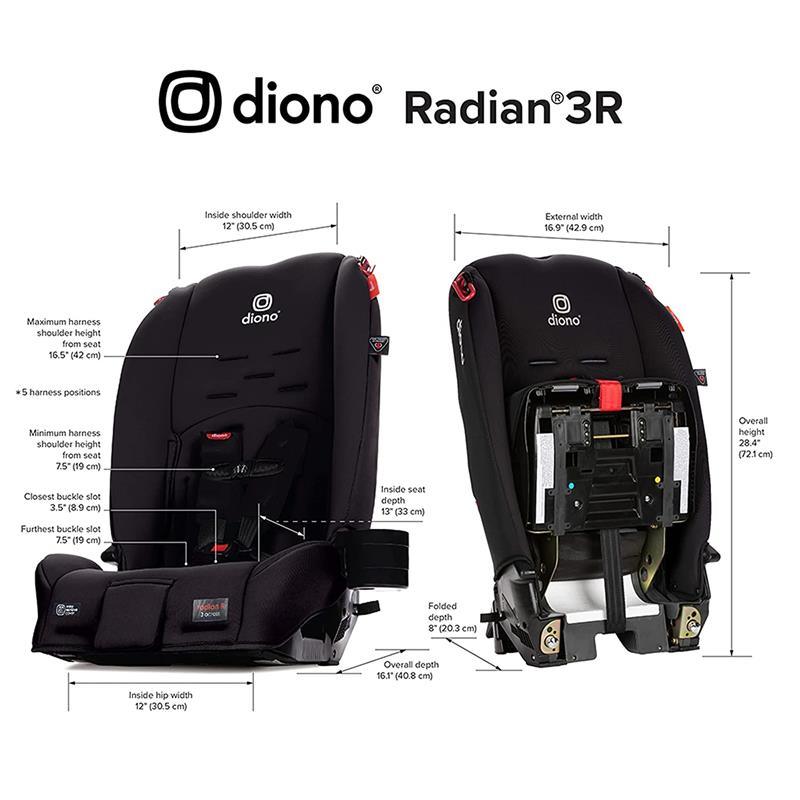 Diono - Radian 3R Narrow All-in-One Convertible Car Seat, Black Jet Image 5