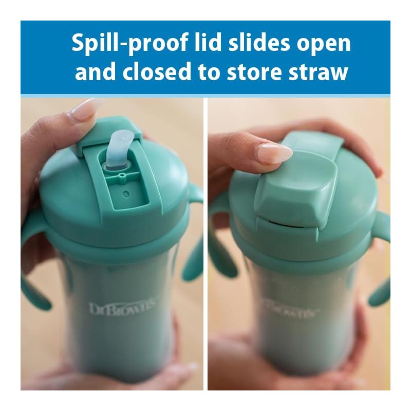 Dr. Brown 10 Oz Insulated Straw Cup, Green, 2Pk Image 6
