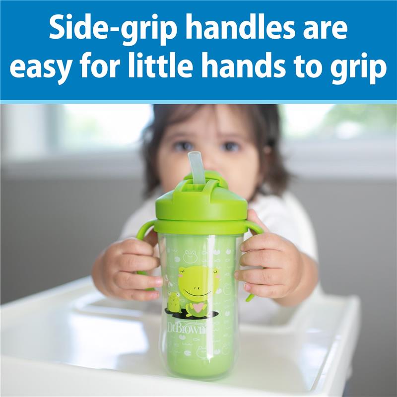 Dr. Brown 10 Oz Insulated Straw Cup, Pink/Green, Strawberry Frogs, 2Pk Image 5