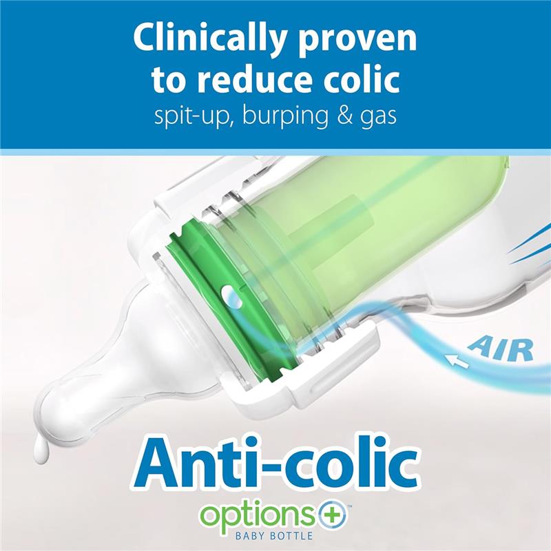 Dr. Brown 2Pk Anti-Colic Options+ Narrow Baby Bottle 8Oz/250Ml, Squirrel/Goat Image 7