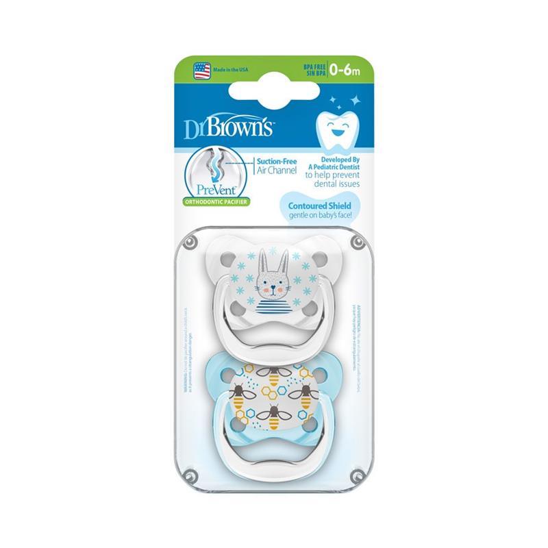 Dr. Brown - 2Pk Prevent Butterfly Shield Pacifier, Stage 1, Blue Image 5