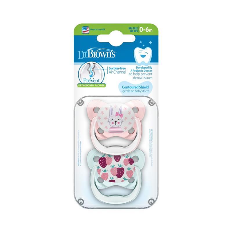 Dr. Brown - 2Pk Prevent Butterfly Shield Pacifier, Stage 1, Pink Image 3
