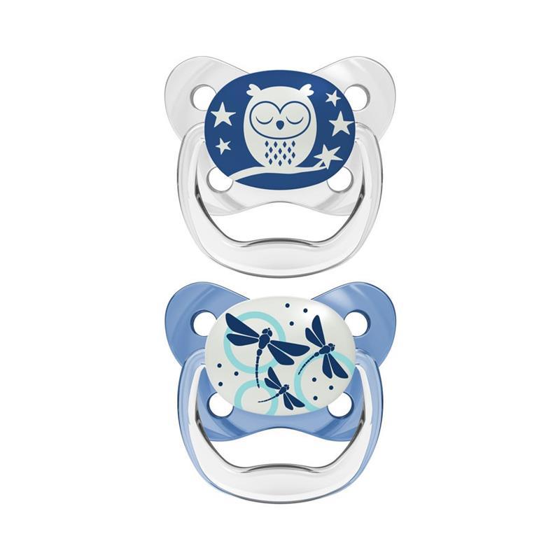 Dr. Brown - 2Pk Prevent Glow In The Dark Butterfly Shield Pacifier, Stage 1, Blue Image 1