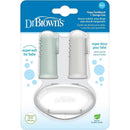 Dr. Brown 2Pk Silicone Finger Toothbrush With Case, Gray & Light Green Image 1