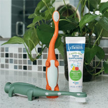 Dr. Brown 2Pk Toddler Toothbrush, Dinosaur, Green & Orange Image 2