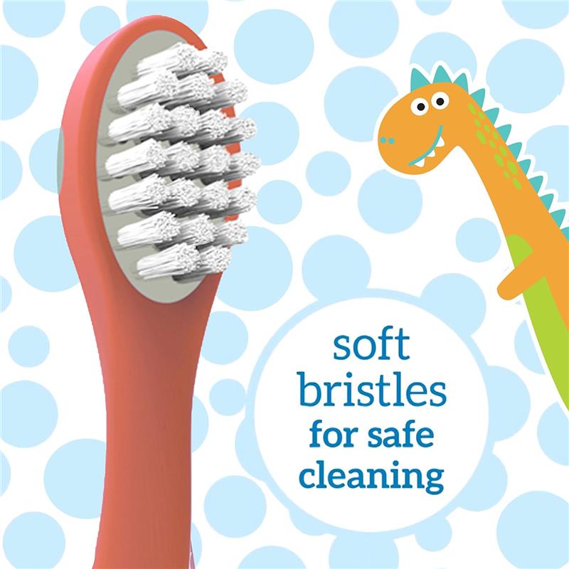 Dr. Brown 2Pk Toddler Toothbrush, Dinosaur, Green & Orange Image 4