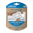 Dr. Brown 3Pk Advantage One-Piece Pacifiers, Stage 1, Blue Image 2
