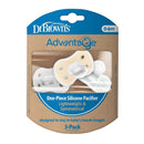 Dr. Brown 3Pk Advantage One-Piece Pacifiers, Stage 1, Neutral Image 3
