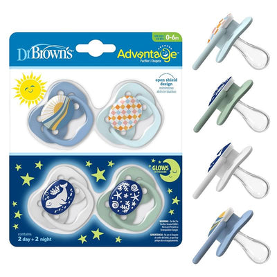 Dr. Brown 4Pk Advantage Glow-in-the-Dark Baby Pacifier, Blue Ocean Image 1