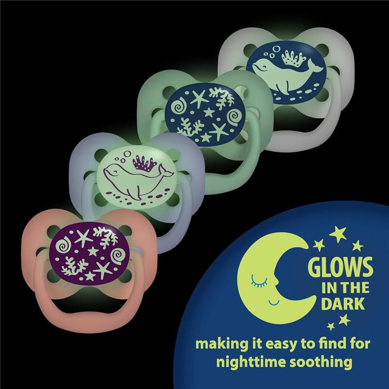 Dr. Brown 4Pk Advantage Glow-in-the-Dark Baby Pacifier, Blue Ocean Image 7