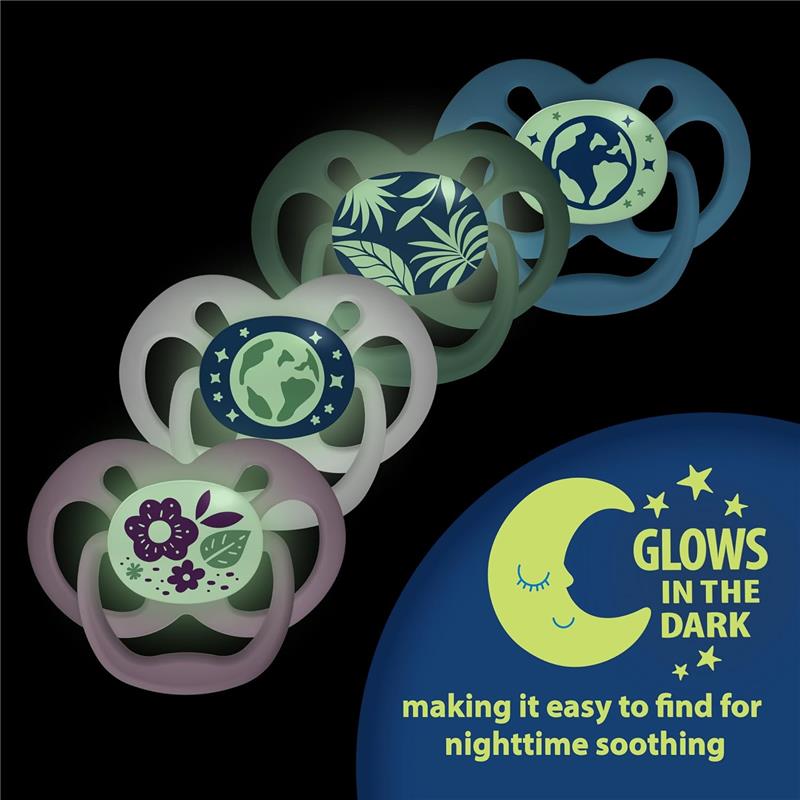 Dr. Brown 4Pk Advantage Glow-in-the-Dark Baby Pacifier, Stage 2, The Dark Purple Nature Image 7
