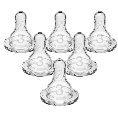 Dr. Brown 6Pk Level 3 Narrow Baby Bottle Silicone Nipples 6M+, Medium-Fast Flow Image 1