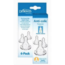 Dr. Brown 6Pk Level 3 Narrow Baby Bottle Silicone Nipples 6M+, Medium-Fast Flow Image 2