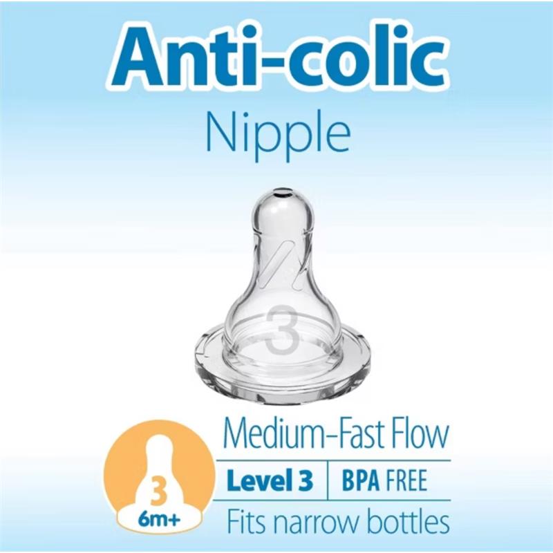 Dr. Brown 6Pk Level 3 Narrow Baby Bottle Silicone Nipples 6M+, Medium-Fast Flow Image 3