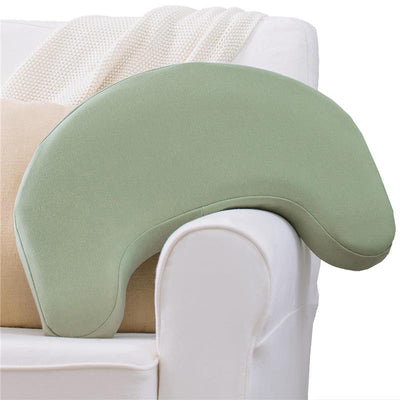 Dr. Brown Feeding & Nursing Lap Support Pillow in storm green, designed for comfortable feeding support, resting on a white couch.