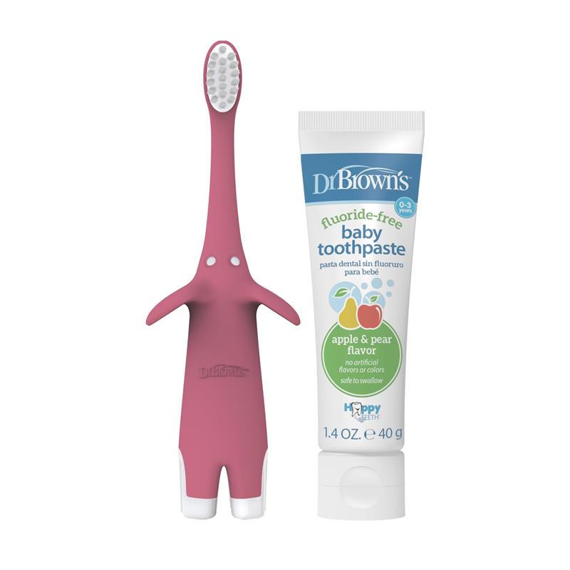 Dr. Brown Infant-To-Toddler Toothbrush, Pink Elephant, With Apple Pear