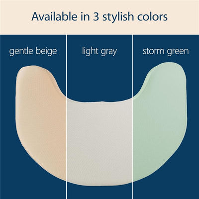 Dr. Brown Lap Support Pillow Cover in storm green, shown alongside gentle beige and light gray options, highlighting available colors.
