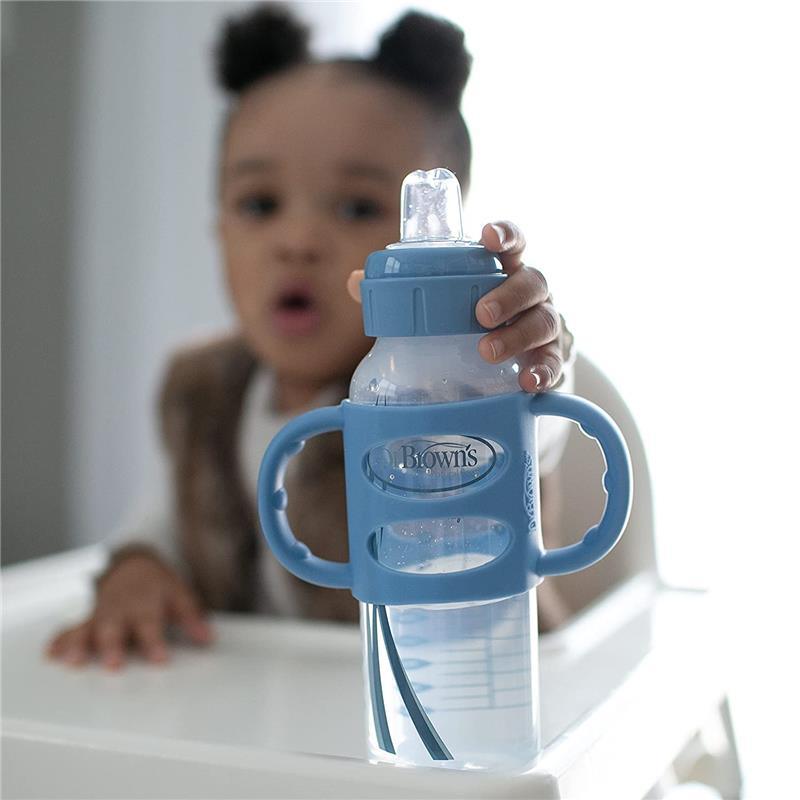 Dr. Brown - Milestones Narrow Sippy Bottle with Silicone Handles, Light Blue Image 7