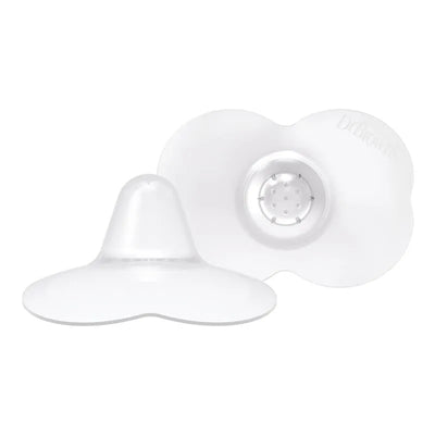 Nipple shields in white with a sterilizer case, designed for breastfeeding assistance, from Dr. Brown, size 2.