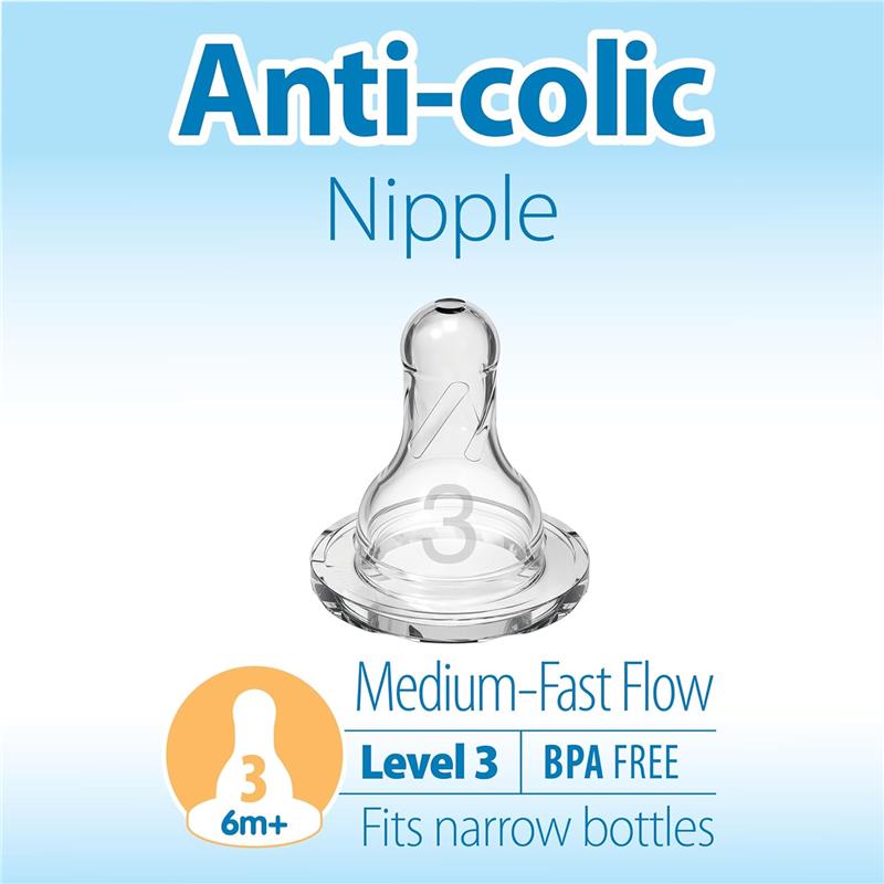 Dr. Brown’s 6Pk Natural Flow Level 2 Narrow Baby Bottle Silicone Nipple, Medium Flow, 3M+ Image 8