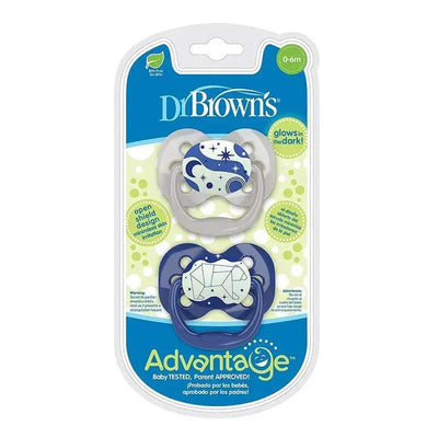 Dr. Brown’s Advantage Glow-in-the-Dark Pacifiers, 2 Count BLUE, 0-6 months Image 1