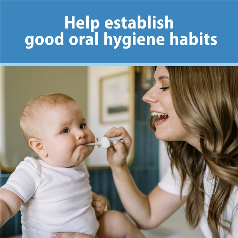 Dr. Brown’s Infant-to-Toddler Training Toothbrush Set, Mint Elephant with Fluoride-Free Strawberry Baby Toothpaste Image 7