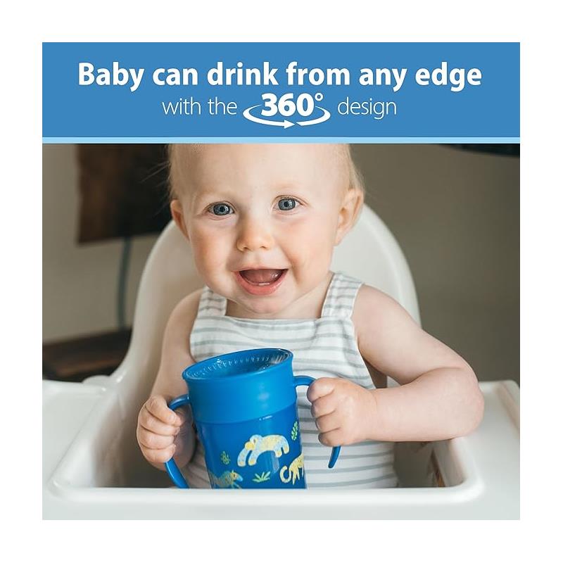 Dr. Brown - Smooth Wall Cheers360 Cup W/ Handles, 7 Oz/200 Ml, Blue Deco (6M+), 1-Pack Image 4