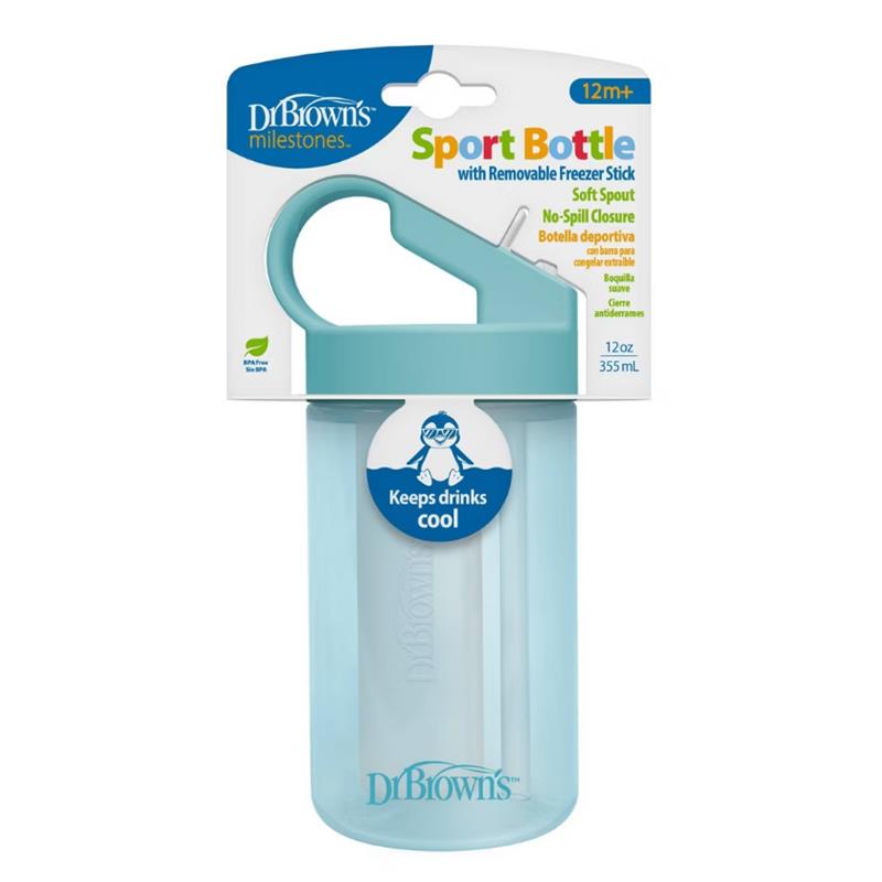 Dr. Brown Sport Bottle With Removable Freezer Stick, 12Oz/355Ml, Blue Image 6