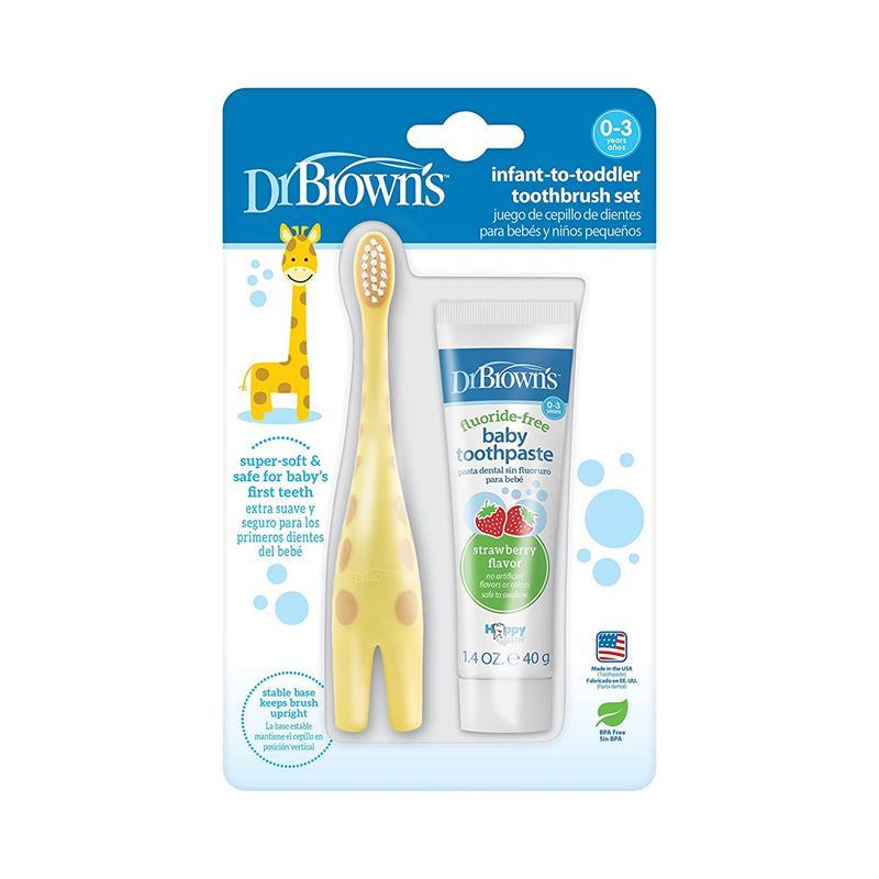 Dr. Brown - Training Toothbrush Set with Strawberry Fluoride-Free Toothpaste Image 6