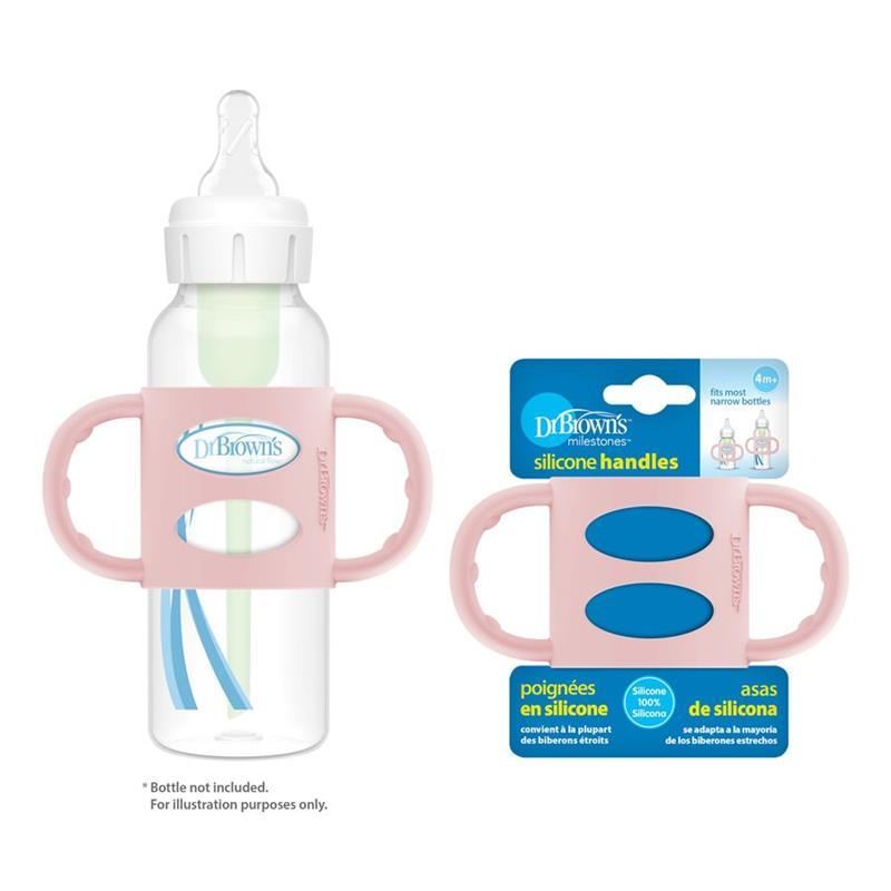 Dr. Brown's 100% Silicone Narrow Baby Bottle Handles, Light Pink Image 3