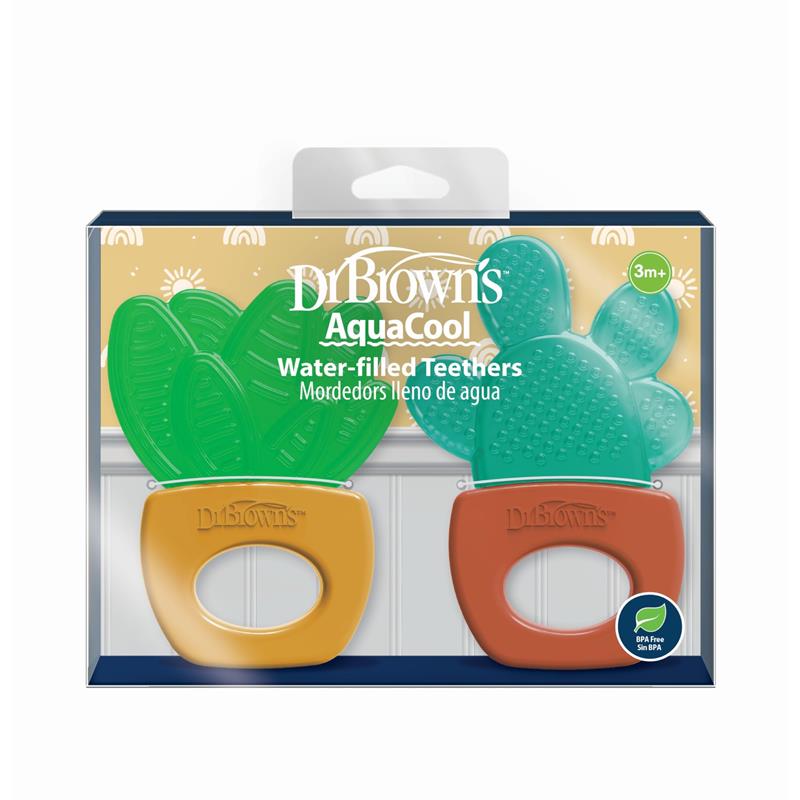 Dr. Brown's 2Pk AquaCool Water-Filled Teether, Green Cactus, BPA Free, 3M+ Image 8