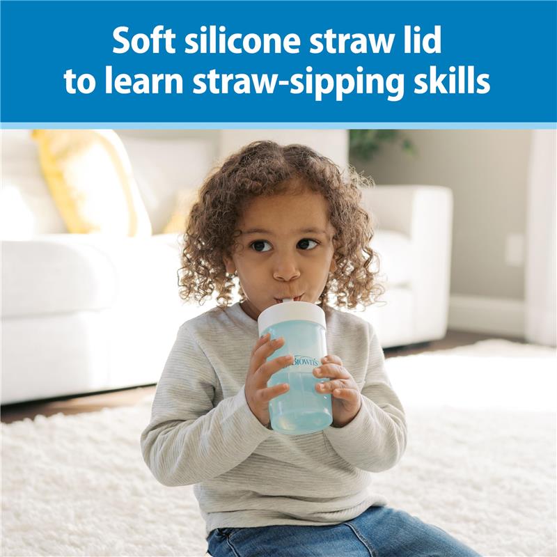 Dr. Brown's 2Pk Milestones Straw to 360 Convertible Toddler Training Cup Set with Interchangeable Silicone Straw and 360 Degree Cup Lids, Blue Ocea Image 3