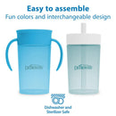 Dr. Brown's 2Pk Milestones Straw to 360 Convertible Toddler Training Cup Set with Interchangeable Silicone Straw and 360 Degree Cup Lids, Blue Ocea Image 7