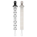 Dr. Brown's 2Pk Pacifier Clips, Universal Fit Fabric Strap for Pacifiers, Dots & Stripes Image 1